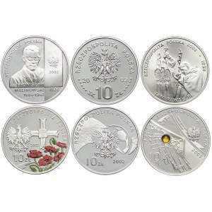 Zestaw monet, 10 złotych 2002 (6 szt.)