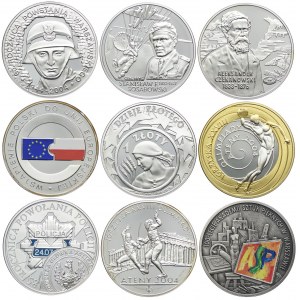 Zestaw monet, 10 złotych 2004 (9 szt.)