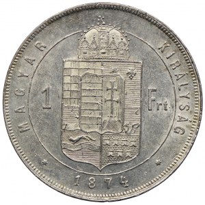 Węgry, Franciszek Józef I, 1 forint 1874 KB, Kremnica