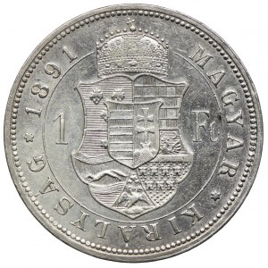 Węgry, Franciszek Józef I, 1 forint 1891 KB, Kremnica