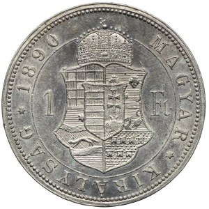 Węgry, Franciszek Józef I, 1 forint 1890 KB, Kremnica