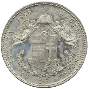 Węgry, Franciszek Józef I, 1 forint 1868 KB, Kremnica