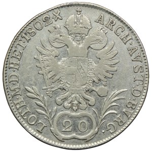 Austria, Franciszek II, 20 krajcarów 1802 B, Kremnica