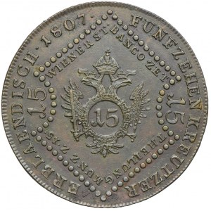 Austria, Franciszek II, 15 krajcarów 1807, Wiedeń