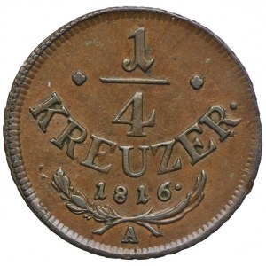 Austria, Franciszek II, 1/4 krajcara 1816, Wiedeń