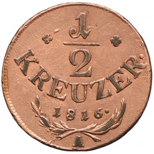 Austria, Franciszek II, 1/2 krajcara 1816, Wiedeń