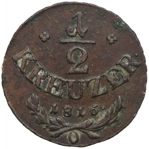 Austria, Franciszek II, 1/2 krajcara 1816, Oravita