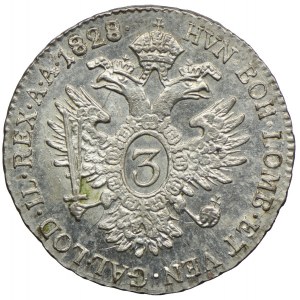 Austria, Franciszek II, 3 krajcary 1828, Kremnica