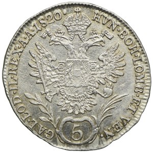 Austria, Franciszek II, 5 krajcarów 1820, Wiedeń