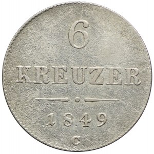 Austria, Franciszek Józef I, 6 krajcarów 1849, Praga