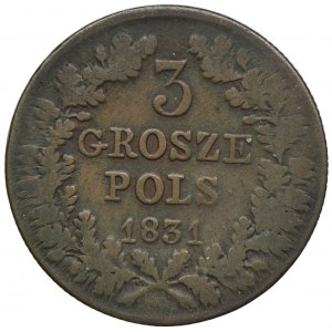 Powstanie Listopadowe, 3 grosze 1831 KG, Warszawa