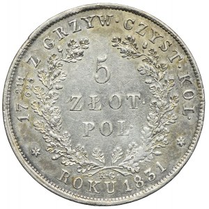 Powstanie Listopadowe, 5 złotych 1831 KG, Warszawa