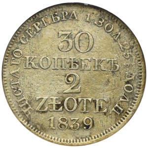 Zabór rosyjski, Mikołaj I, 30 kopiejek=2 złote 1839 MW, Warszawa