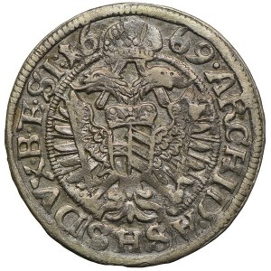 Śląsk pod panowaniem habsburskim, Leopold I, 3 krajcary 1669 SHS, Wrocław