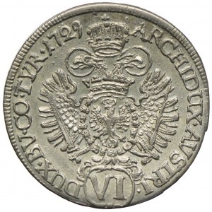 Austria, Karol VI, 6 krajcarów 1729, Hall