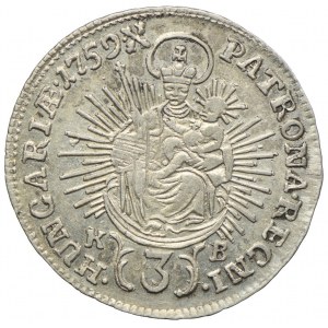 Austria, maria Teresa, 3 krajcary 1759 KB, Kremnica