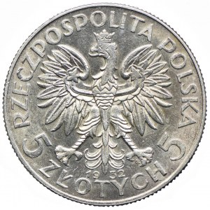 5 złotych 1932 ze znakiem mennicy, Warszawa, Głowa Kobiety
