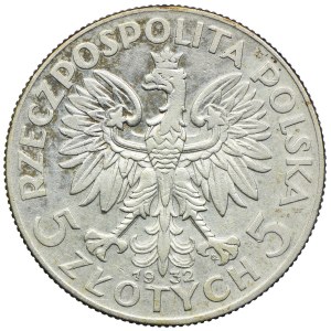 5 złotych 1932 ze znakiem mennicy, Warszawa, Głowa Kobiety