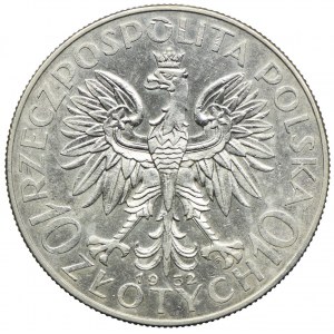 10 złotych 1932, ze znakiem, Głowa Kobieta