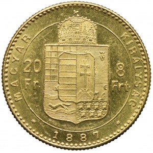 Węgry, Franciszek Józef I, 20 franków=8 forintów 1887, Kremnica