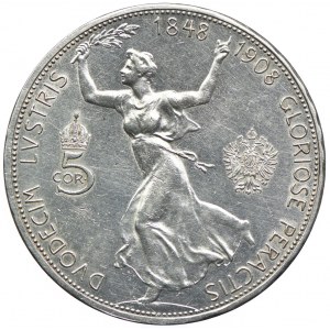 Austria, Franciszek Józef I, 5 koron 1908, 60-lecie panowania