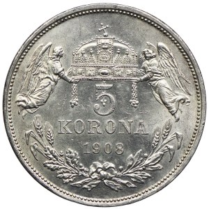 Węgry, Franciszek Józef I, 5 koron 1908, Kremnica