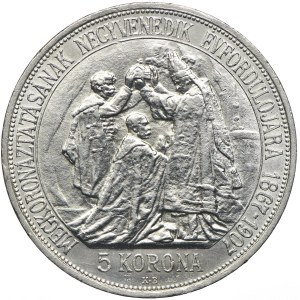Węgry, Franciszek Józef I, 5 koron 1907, Kremnica, Koronacja