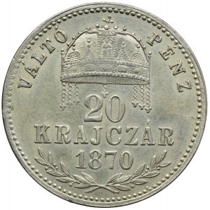 Węgry, Franciszek Józef I, 20 krajcarów 1870, Karlsburg