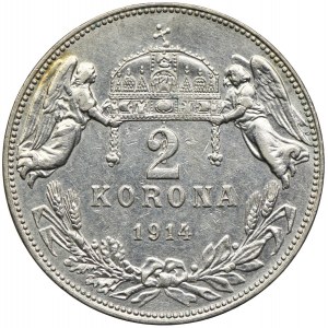 Węgry, Franciszek Józef I, 2 korony 1914, Kremnica