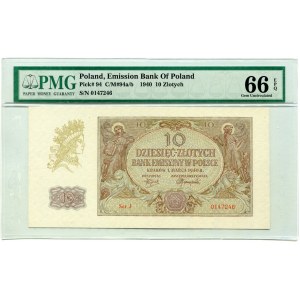 10 złotych 1940 - J - PMG 66 EPQ