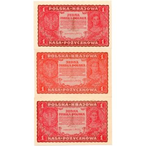 Zestaw banknotów 1 marka 1919 (3 szt.)