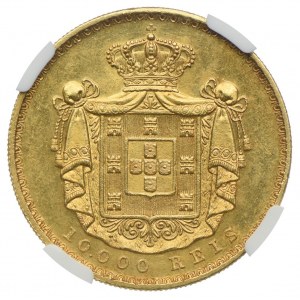 Portugalia, Ludwik I, 10000 reis 1881, Lisbona, NGC MS61
