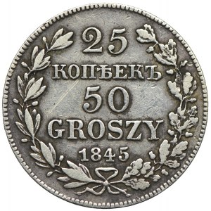 Zabór rosyjski, 25 kopiejek=50 groszy 1845 MW, Warszawa