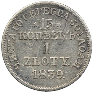 Zabór rosyjski, Mikołaj I, 15 kopiejek=1 złoty 1839 MW, Warszawa