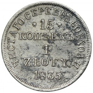 Zabór rosyjski, Mikołaj I, 15 kopiejek=1 złoty 1835 MW, Warszawa