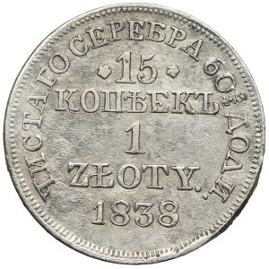 Zabór rosyjski, Mikołaj I, 15 kopiejek=1 złoty 1838 MW, Warszawa