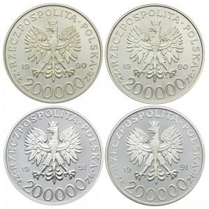 Zestaw lustrzanek, 200000 złotych 1990-1991, Tadeusz Komorowski, Stefan Rowecki, Witold Okulicki, Michał Tokarzewski (4szt.)