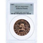 Liberia, 1 dolar 1997 Panda, PCGS MS68 RD