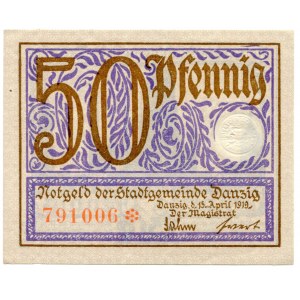 50 fenigów 1919, Gdańsk, fioletowy