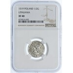 Polska, Zygmunt I Stary, 1/2 grosza 1519 Wilno, odwrotnie wybite N, NGC XF40