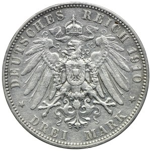 Niemcy, Saksonia, 3 marki 1910 E, Muldenhütten