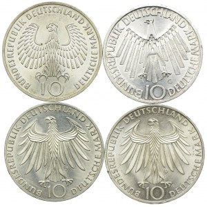Niemcy, zestaw 10 marek 1972 (4szt.)
