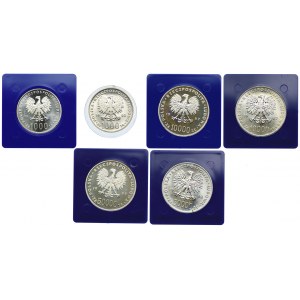 Zestaw, 1000, 10.000 złotych 1983, 1987 Jan Paweł II, 50.000 złotych 1988 Józef Piłsudski - st. zwykły i lustrzany (6szt.)