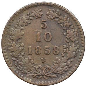 Austria, Franciszek Józef I, 5/10 krajcara 1858 V, Wenecja