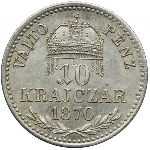 Węgry, 10 krajcarów 1870, Kremnica