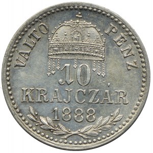 Węgry, 10 krajcarów 1888, Kremnica