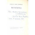 RYMKIEWICZ- METAFIZYKA wyd. 1, obwolutę projektował Andrzej Heidrich. Dedykacja Autora dla Wandy Karczewskiej.