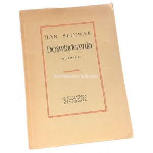 ŚPIEWAK- DOŚWIADCZENIA wyd. 1. Dedykacja Autora dla Wandy Karczewskiej.