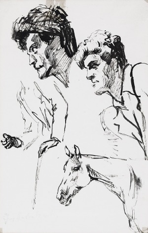 Jerzy POTRZEBOWSKI (1921-1974), Szkice głowy mężczyzny, konia