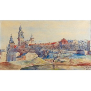 J. A. NITRA ? (XIX/XX w.), Widok na Wawel od strony Wisły